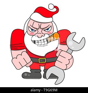 Scheda di Natale Santa biker. Illustrazione Vettoriale, Santa Claus Illustrazione Vettoriale