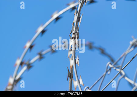 Dettagli di barb fili in una giornata di sole Foto Stock