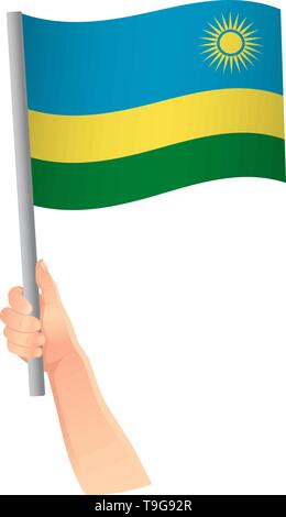 Ruanda bandiera in mano. Sfondo patriottico. Bandiera nazionale del Rwanda illustrazione vettoriale Illustrazione Vettoriale