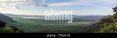 Caldera del Ngorongoro panorama dal bordo del cratere, Tanzania Foto Stock