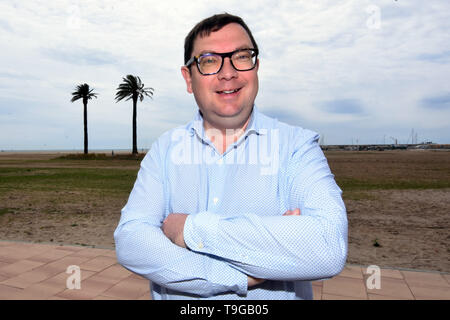 Joan Maria Diu, candidato dal gruppo politico "Convergents' per il sindaco di El Vendrell Tarragona, Spagna. Foto Stock