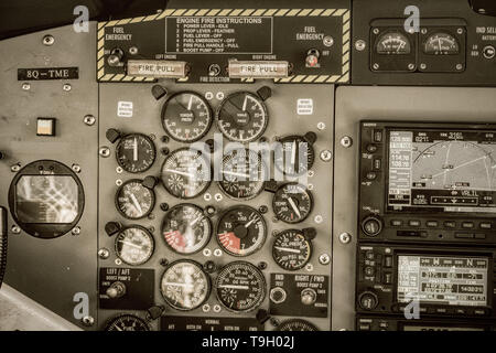 In questa unica foto si può vedere il cockpit all interno di un idrovolante alle Maldive. Questi scatti sono molto rare Foto Stock