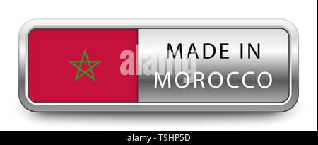Realizzata in Marocco badge metallico con bandiera nazionale Foto Stock