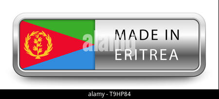 Realizzati in Eritrea badge metallico con bandiera nazionale Foto Stock