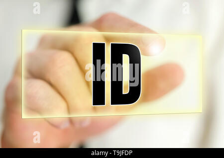 Pulsante ID su schermo virtuale. Foto Stock