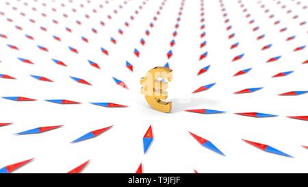Tutti i compassi rivolta alla valuta euro. Adatto per economia, finanza e temi di business. 3d illustrazione Foto Stock