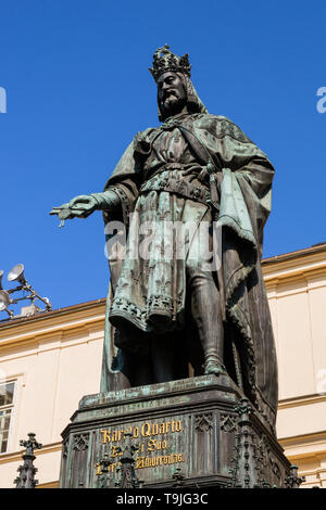 Statua di Carlo IV - Karolo Quarto da 1848 a Praga, Cechia. Foto Stock