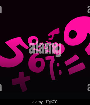 I numeri di colore rosa su sfondo nero Foto Stock