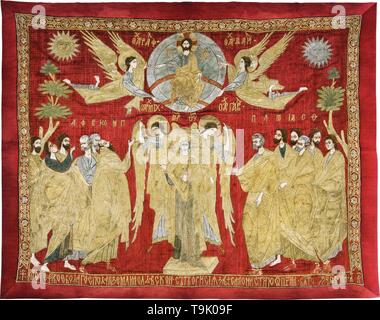 L Ascensione di Cristo (ricamo ecclesiastico). Museo: Monastero di Putna. Autore: bizantino arti applicate. Foto Stock