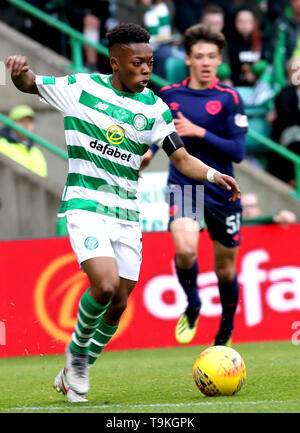 Il Celtic Karamoko Dembele in azione durante la Ladbrokes Premiership scozzese corrispondono al Celtic Park di Glasgow. Foto Stock