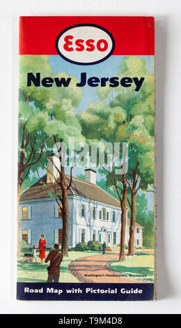 Vecchio Vintage Road Map - New Jersey Foto Stock