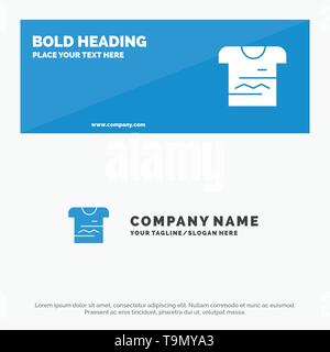 Maglietta Tshirt, panno uniforme icona solido Sito web banner e logo aziendale modello Illustrazione Vettoriale