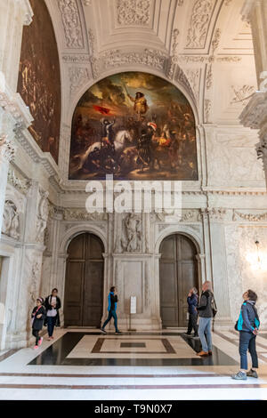 All'interno dipinti Palazzo Reale di Amsterdam in Piazza Dam - interno Royal Palace artwork - Olandese Palace - il palazzo di Amsterdam Paesi Bassi Foto Stock