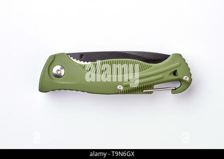 Piegate il verde militare coltello da tasca. Foto Stock