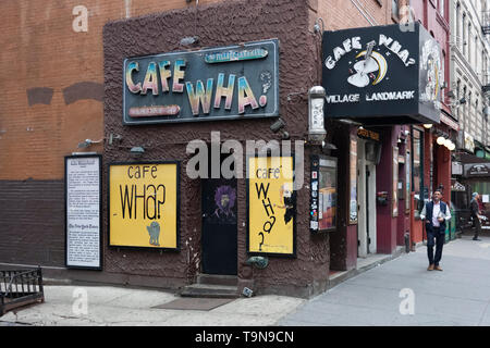 Cafe Wha, storico live music venue in Greenwich Village, il centro di Manhattan, New York City, Stati Uniti d'America Foto Stock