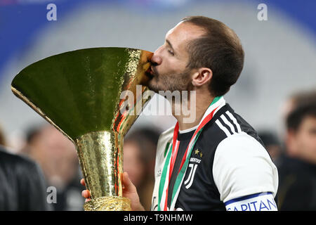 Torino, Italia. Il 19 maggio 2019. Giorgio Chiellini della Juventus FC in azione durante la serie di una partita di calcio tra Juventus e Atalanta Bergamasca Calcio. Foto Stock