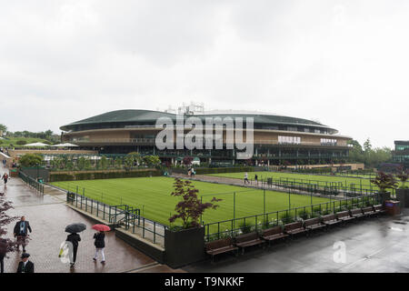 Londra, Regno Unito. 19 Maggio, 2019. Foto scattata il 19 Maggio 2019 mostra il nuovo n. 1 Corte durante il torneo di Wimbledon n. 1 corte in festa a sostegno della Fondazione di Wimbledon a Londra, Gran Bretagna. Credito: Ray codolo/Xinhua/Alamy Live News Foto Stock