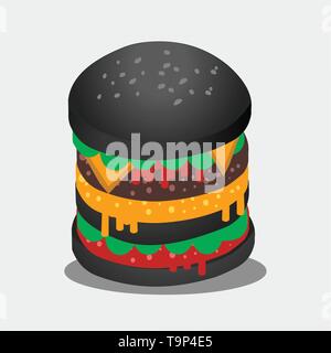 Burger di nero simbolo di vettore illustrazione Illustrazione Vettoriale