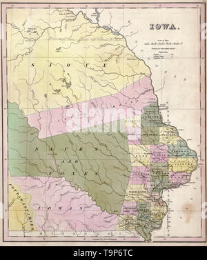 Mappa di Iowa, 1844 Foto Stock