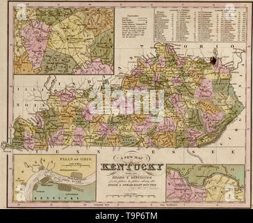 Mappa del Kentucky, 1844 Foto Stock