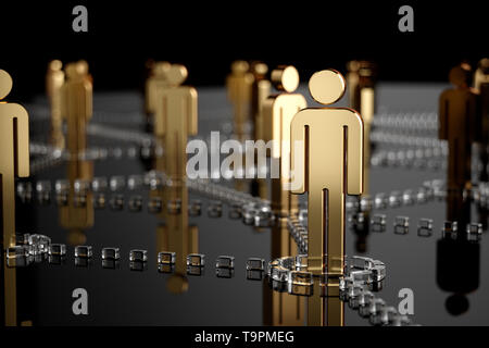 3D rendering immagine rappresentante network, rete, collegamento, reti sociali, internet, la comunicazione e il concetto di squadra Foto Stock