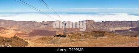 Vista panoramica dalla vetta del Teide funivia stazione a monte Teide, il picco più alto in Spagna, Parco Nazionale di Teide Tenerife, Spagna. Foto Stock