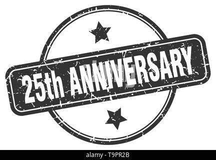 Xxv anniversario round vintage grunge timbro Illustrazione Vettoriale