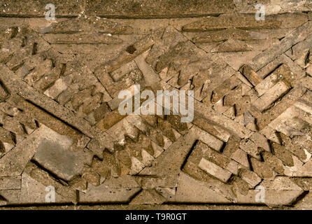 Close-up di mosaico geometrico in Grupo de Las Columnas, Mitla, Messico. Apr 2019 Foto Stock