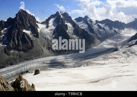 Ghiacciaio d ' Argentière. Argentière. Chamonix Monte Bianco. Alta Savoia. La Francia. Foto Stock