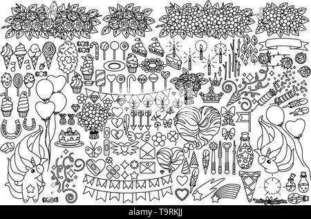 Vettore grande celebrazione oggetti impostati per i bambini Illustrazione Vettoriale