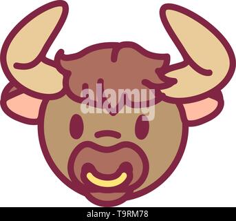 Vector carino segno zodiacale icona testa di toro Illustrazione Vettoriale