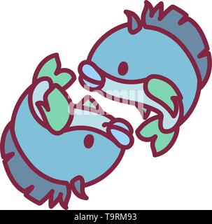 Vector carino segno zodiacale icona PESCI PESCE Illustrazione Vettoriale