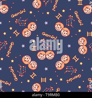 Vector pattern seamless carino Zodiac concept art Illustrazione Vettoriale