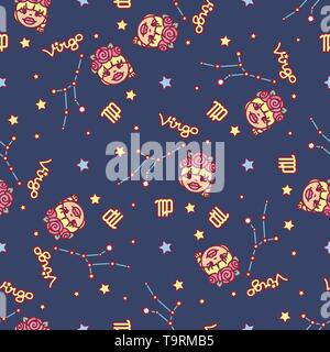Vector pattern seamless carino Zodiac concept art Illustrazione Vettoriale