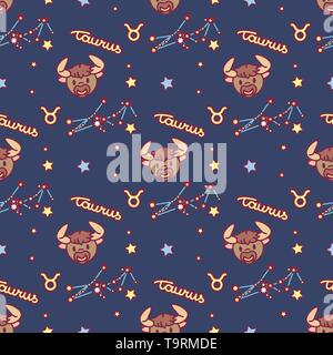 Vector pattern seamless carino Zodiac concept art Illustrazione Vettoriale