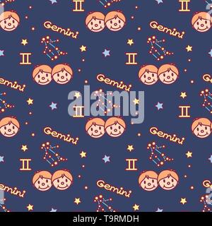 Vector pattern seamless carino Zodiac concept art Illustrazione Vettoriale