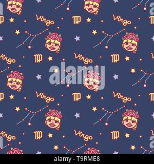 Vector pattern seamless carino Zodiac concept art Illustrazione Vettoriale