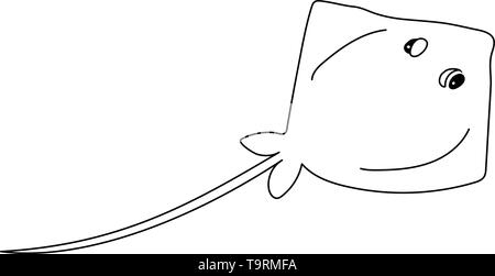 Linea del vettore animale cartoon clip art stingray Illustrazione Vettoriale