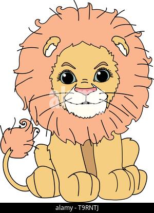 Scandi vettore animale cartoon clip art carino piccolo leone Illustrazione Vettoriale