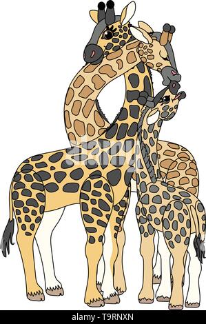 Scandi vettore animale cartoon clipart giraffe famiglia Illustrazione Vettoriale