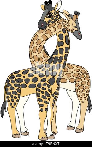 Scandi vettore animale cartoon clipart giraffe famiglia Illustrazione Vettoriale