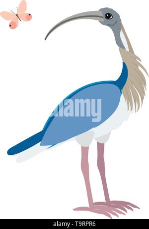 Piatto di vettore animale cartoon clip art ibis bird Illustrazione Vettoriale