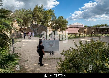 Vista esterna della Villa Romana del Casale di Piazza Armerina, SICILIA, ITALIA. Foto Stock