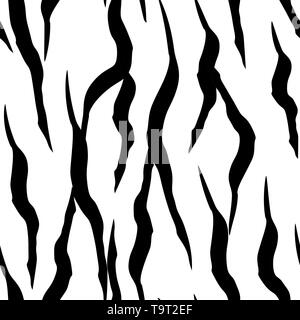 Pelle di zebra, strisce pattern. Animale, stampa in bianco e nero realistiche e dettagliate texture. Monocromatico sfondo senza giunture. Illustrazione Vettoriale eps10 Illustrazione Vettoriale