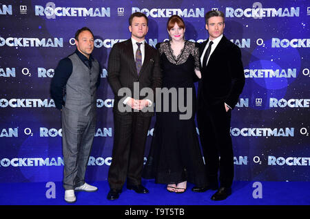 Stephen Graham, Taron Egerton, Bryce Dallas Howard e Richard Madden frequentando il Rocketman UK Premiere, a l'Odeon Luxe, Leicester Square, Londra. Foto Stock