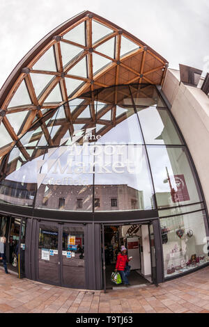 Il mercato di Moro, Sheffield, Vista fisheye Foto Stock