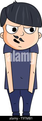 Cartoon carino giovane con paranoid emozioni. Illustrazione Vettoriale Illustrazione Vettoriale