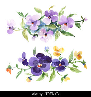 Bouquet floreale di fiori di botanica. Acquerello illustrazione dello sfondo impostato. Isolato mazzi illustrazione elemento. Foto Stock