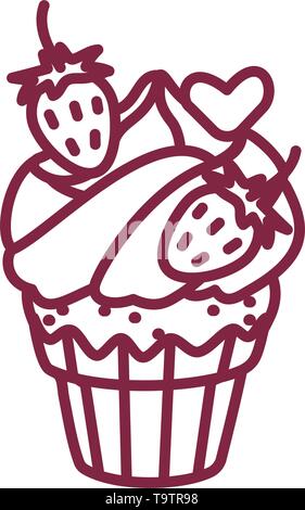 Vector carino cupcake dolci libro da colorare pagina Illustrazione Vettoriale