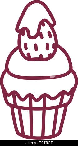 Vector carino cupcake dolci libro da colorare pagina Illustrazione Vettoriale